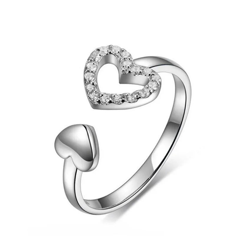 925 Sterling Silver Heart Zircon Ring – Elegant Women’s Gift Jewelry